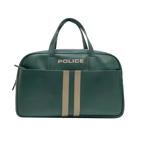 POLICE Vintage Spotz 40L Premium Travel Duffle Bag | Vegan Leather Weekend & Gym Bag for Men & Women | Spacious Interior with Front Utility Pocket | Stylish Carry-On Overnight Bag I Vintage Green