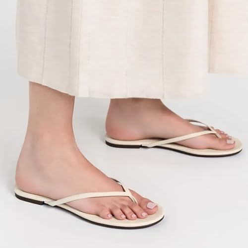 Image of Cheval Flat Leather Flip Flops for Women, Comfortable Dressy Thong Sandals 2026 Summer and Spring Vacation Essentials, Chanclas Para Mujer