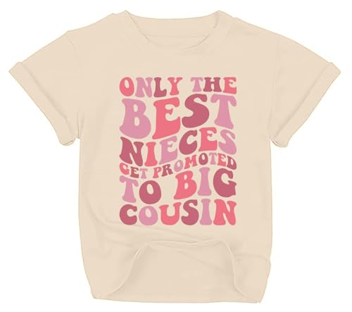 Big Cousin Shirt Toddler Girls Funny Letter Print T-Shirt Casual Summer Short Sleeve Tops Cool Cousins Club Shirt