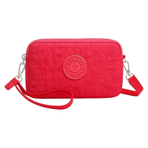 Bolsa Carteira Tiracolo Impermeável com 2 Alças – Transversal e de Mão, Compacta, com Zíper e Compartimentos, Ideal para Celular, Carteira, Passeios e Viagens (Rosa)