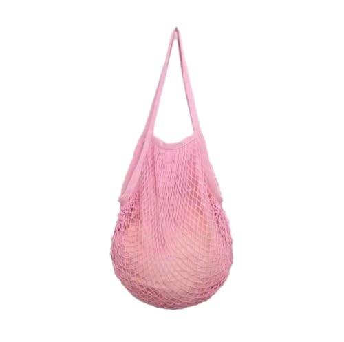 Bolsa de Praia Saco Macramê Colorida Feminina Verão Sacola de Crochê Moda Praia Sacola de Redinha (Rosa)