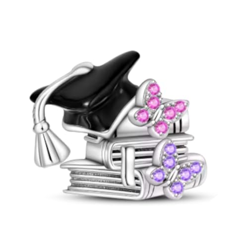 Abalorio de plata de ley 925 con esmalte y circonita para graduación