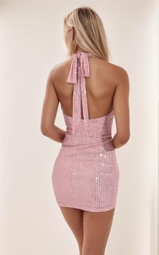 Xijun Short Sparkly Sequin Homecoming Dresses for Teens 2025 Mini HOCO Dress Backless Halter Cocktail Party Gowns4