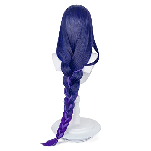 Half and Half Uniquebe Raiden Shogun Peruca feminina longa roxa Baal peruca com franja trançada + to