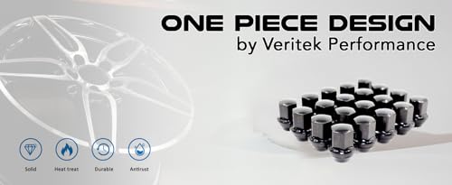 Set of 20 Veritek 14x1.5mm Black 7/8 22mm Hex Duplex Acorn OEM Style 1.5 Inch 38.5mm Lug Nuts for Factory Wheels VPE-14155330BK