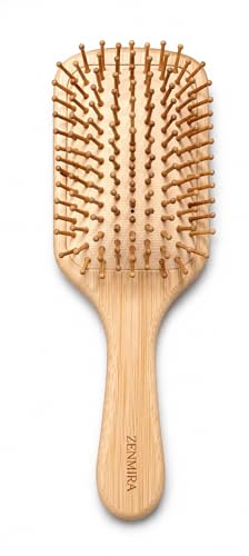 Image of ZENMIRA Big Bamboo Paddle Hair Brush with Natural Boar & Nylon Bristles - Eco-Friendly Wooden Detangling Hairbrush for Women & Men - Anti-Static Scalp Massage Brush for All Hair Types