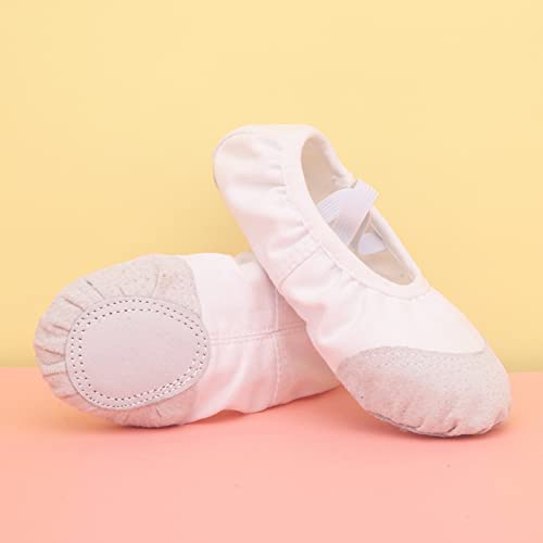 Ballet Shoes for Girls Toddler Ballet Slippers Soft Leather Boys Dance Shoes Dance Shoe Canvas Split (White, 9 Toddler)2