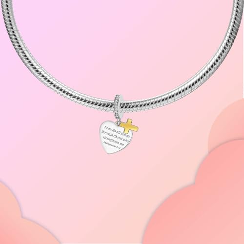 Image of LUXILLA Love You Best Friend Grandma Wife Heart Charm 925 Sterling Silver Charms Fit for Bracelets Necklace Jewelry Gift for Women