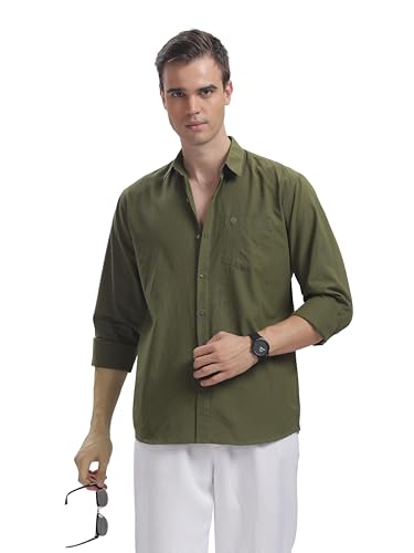 BLUE SQUAD Men’s Cotton Linen Slim Fit Shirt OREGANO - Image 2