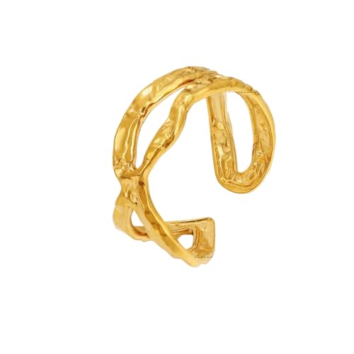 Bijoux Femmes Hommes Bague Ouverte Irrégulière en Métal Ajustable