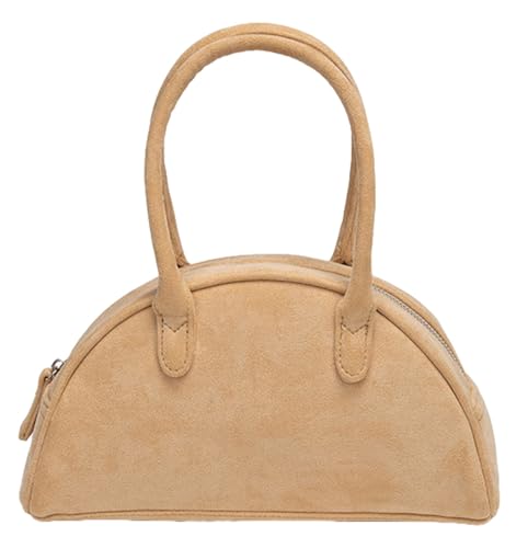 Women Suede Tote Bag Retro Top Handle Shoulder Bags Handbag Boston Clutch Purses