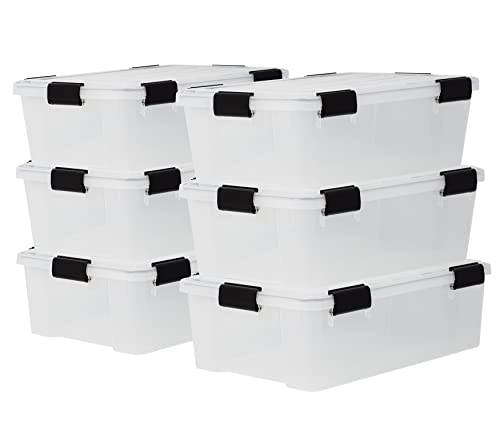 Iris Ohyama, Boite Rangement Hermétique, 30L, Lot de 6, Transparent, Couvercle avec Joint Etanche,...