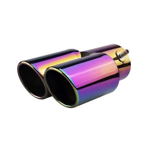 Tuyau d'Échappement Tuning Accessoires Auto Silencieux Universel Échappement Voiture Double Embouts D'échappement tuyaux d'échappement(Colorful bevel)