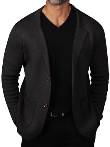 Mens Cardigan Sweater Knit Blazer Suit Jacket...