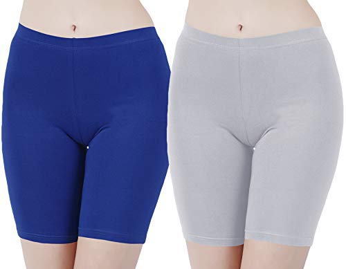 Image of Buy That Trendz Cotton Lycra Tight Fit Stretchable Cycling Shorts Womens | Shorties for Active wear /Exercise /Workout /Yoga /Gym /Cycle /Running Red Grey Combo Pack of 2
