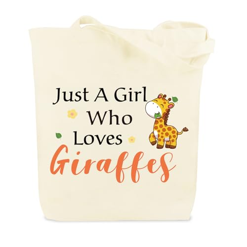 LSVGSAK Giraffe Lovers Canvas Tote Bag Giraffe Gifts for Women Girls Birthday Christmas Giraffes Themed Gifts for Teens Bestie Friend Daughter Wife Sister Girlfriend Shopping Reusable Grocery Bag