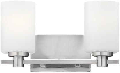 Hinkley Karlie Contemporary Modern Two Light Bathroom Vanity Fixture, Brushed Nickel
