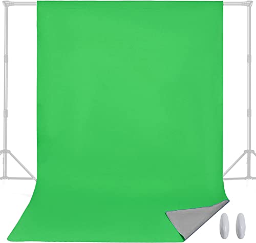 LENCARTA® Green and Grey Screen Background | 1.5m x 2m (4.9ft x 6.6ft) for Tik Tok, Fabric Background, Fold Up Greenscreen Backdrop Kit | Double-Sided for Streaming, Zoom, Gaming
