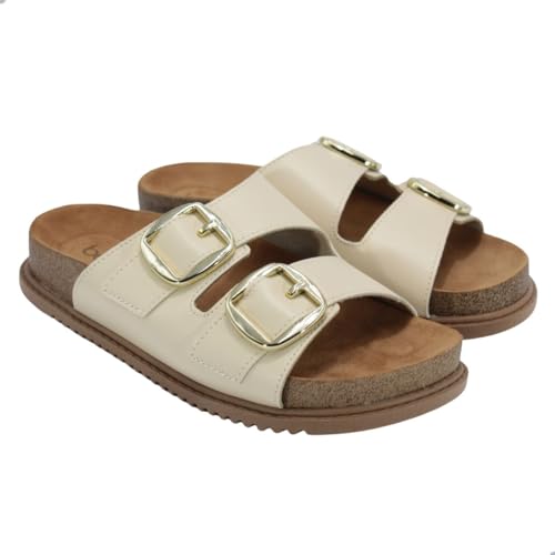 Chinelo Beira Rio 8523.102 Papete Flatform Baixo Fivela Feminino (Creme, BR, Adulto, Numérico, 35)