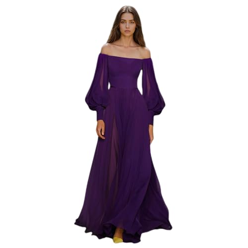 Xvceng Plus Size Mesh Maxi Dress Elegant Puff Sleeve One