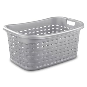 Sterilite 6-Pack Weave Laundry Basket, Rectangle Plastic Clothes Hamper w/ Handles, Gray