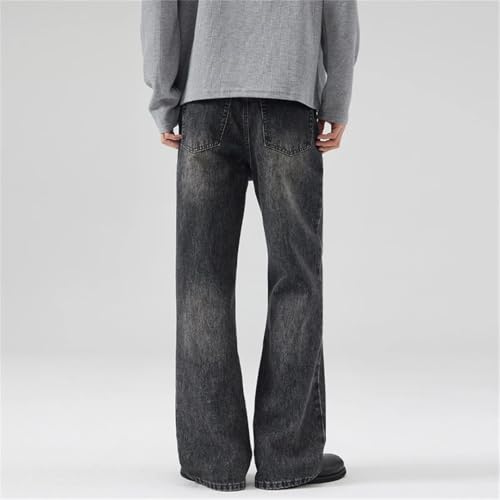 Hndudnff Men Straight Jeans with Pockets Y2k Wide-Leg Pants Street Wide-Leg Pants Denim Trousers3