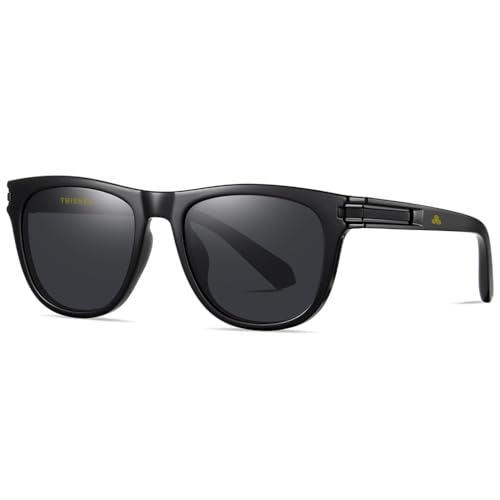 Amsterdam Square Polarized Sunglasses for Men & Women (Bright-Black with Dark Grey lenses)