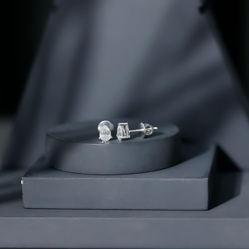 Certified 4X6mm Lab Grown Diamond Stud Earrings, Ef-Vs Quality, Diamond Solitaire Earrings in Silver - Ready To Gift4