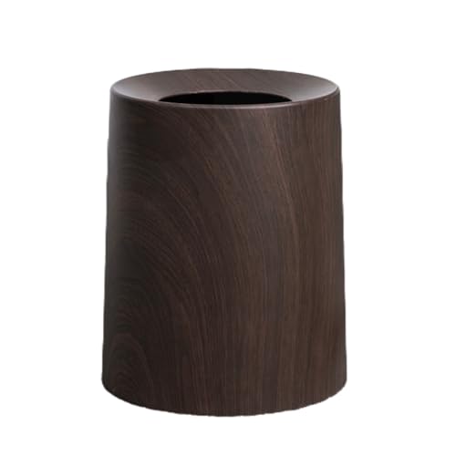 Papelera De Grano De Madera, Contenedor De Basura, Cesta De Papel Higiénico Moderna, Papelera for Oficina, Hotel, Baño, Dormitorio Interior Y(Walnut,Large)
