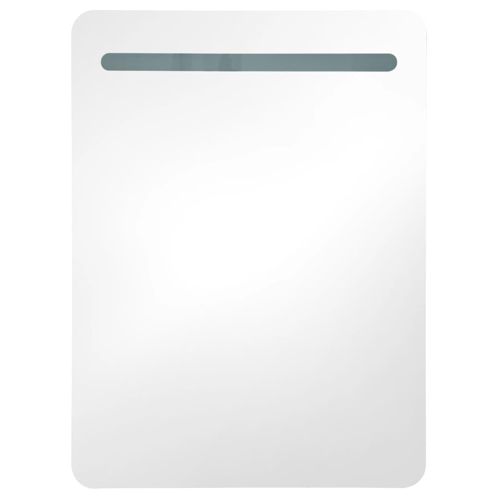 LED-Bad-Spiegelschrank Weiß und Eichen-Optik, 60x11x80 cm Wandschrank mit Beleuchtung, Badezimmerschrank für Kosmetik, Hautpflege und Rasur