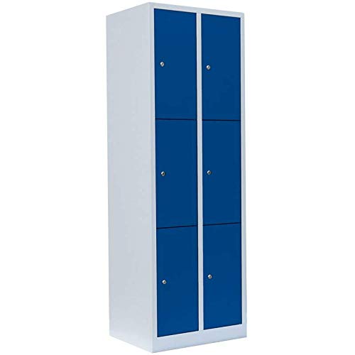 Lüllmann Schließfachschrank 6 Fächer blau 180x60x50cm komplett montiert