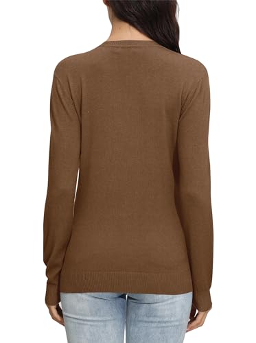 Image of EXCHIC Women's Long Sleeve V-Neck Casual Sweaters Fall Classic Soft Knit Top 2026 Fit Basic Pullover Tops