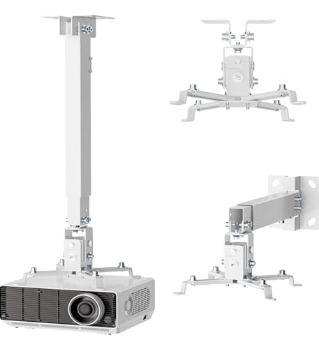 Image of Adjustable Projector Ceiling Mount Stand | 2 Feet to 3 Feet (24 Inch to 36 Inch) Extendable Bracket | Universal Tilt, Swivel & Rotate Wall /Ceiling Projector Mount | Heavy‑Duty Metal Frame