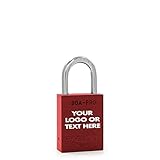 PACLOCK's 90A-PRO Series Padlock w/ Engraving, Buy American Act Compliant, Red Anod. Alum., High...