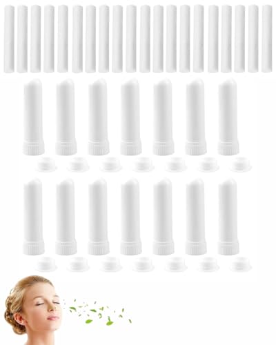 MenYiYDS 20 Stück Riechstifte Für Ätherische Öle Gute Hygroskopizität Naseninhalator Stift Riechstäbchen Nachfüllbarer Inhalator Stick Jederzeit zum Mitnehmen Geeignet für die Aromatherapie