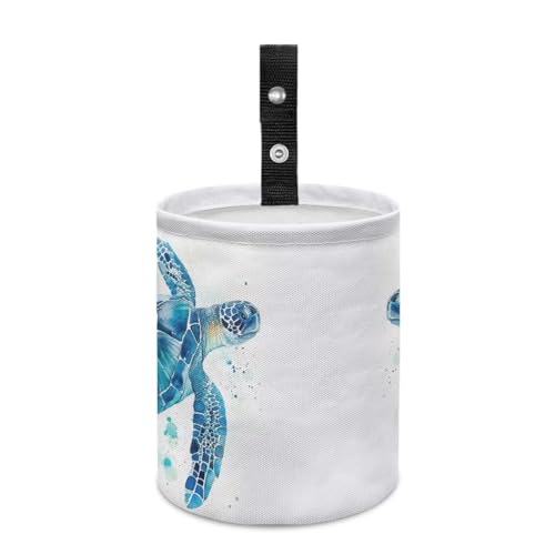 Image of Sea Turtle Car Trash Can Reusable Portable Car Garbage Bin Easy to Clean Collapsible Waste Multipurpose Bin Auto Accessories Interior