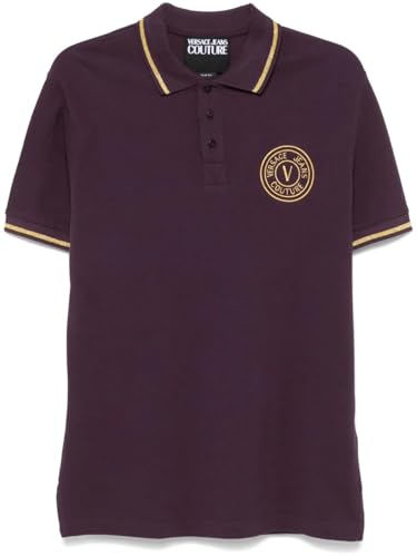 Versace Jeans Couture Plum Mens Slim Fit Polo Shirt with Gold Trim2