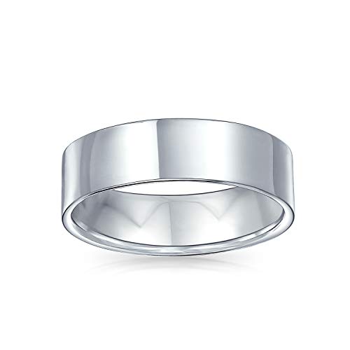 Minimalist Plain Simple .925 Sterling Silver Flat Couples Wedding Band Ring For Women For Men 6MM2
