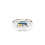 Pura Vida Silver-Plated Twin Peaks Enamel Signet Ring - Brass Band - Size 7
