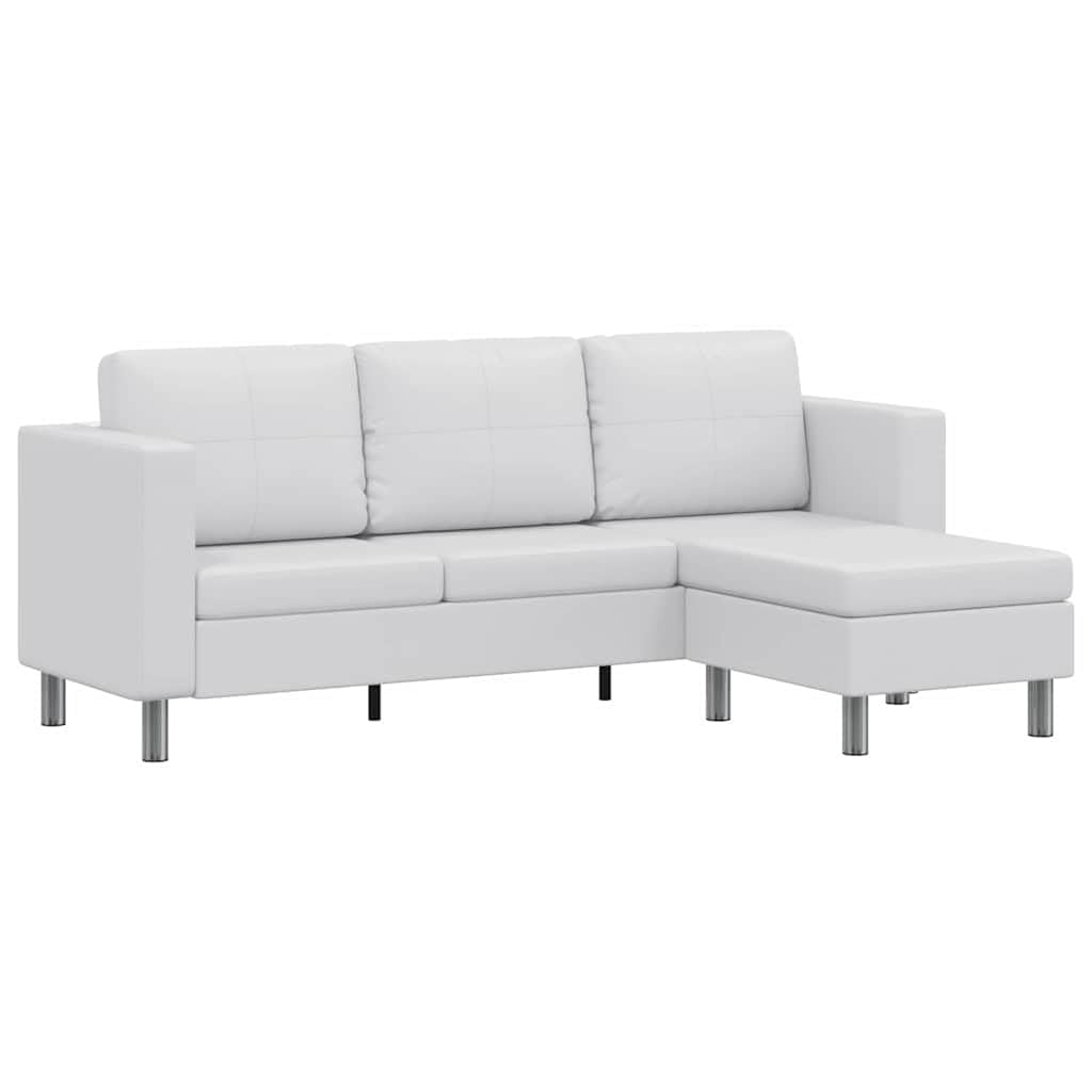Sofá modular de 3 plazas de piel sintética, color blanco