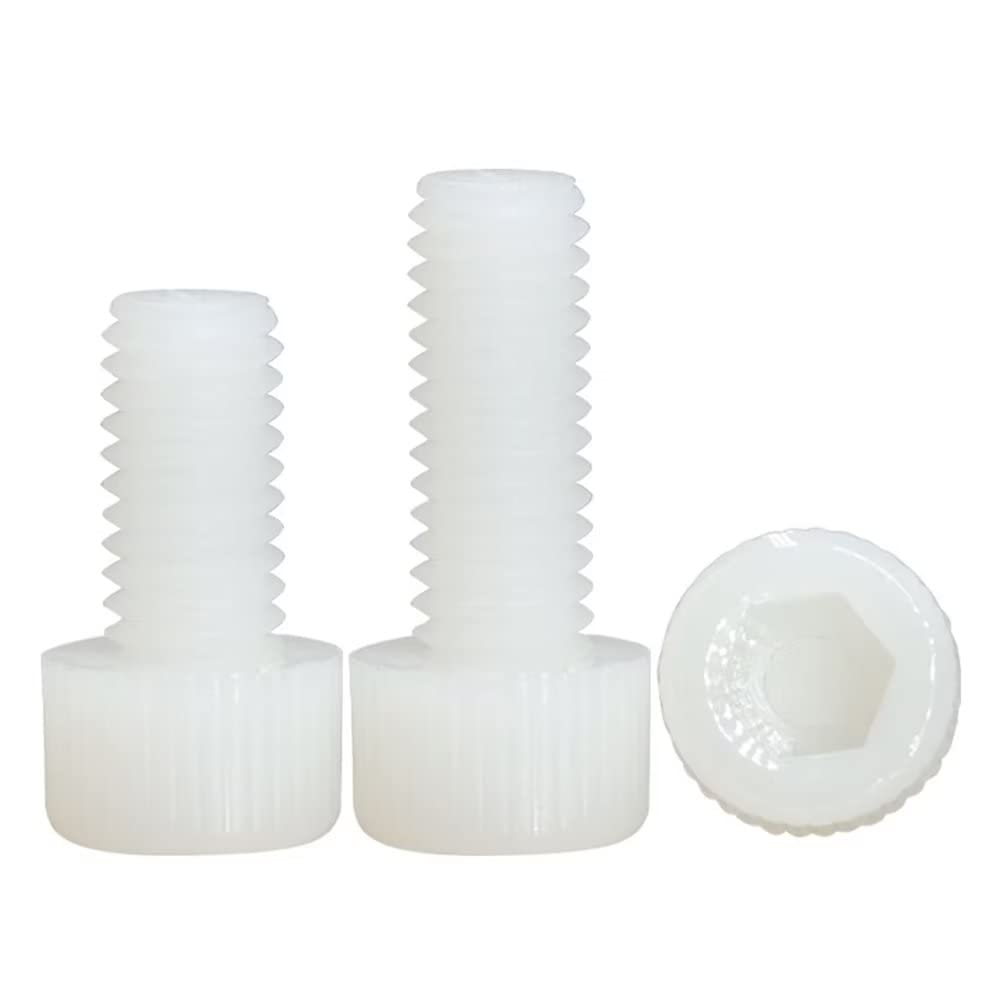 FEEIMOL Plastic Screws Nylon Hex Socket Cap Screws Allen Machine Screws White M5x30mm (40 pcs)