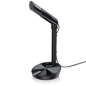 CSL - USB PC Mikrofon – Tischmikrofon Standmikrofon – einstellbare Lautstärke – hohe Klangqualität – Stummschaltung – Windschutz - für Gaming Podcast YouTube - Plug Play