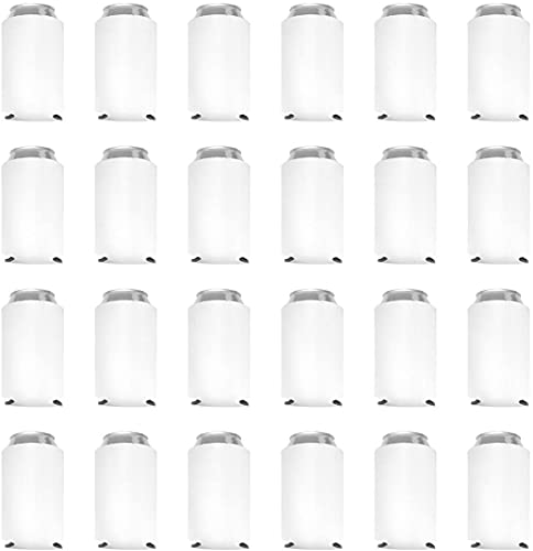 Can Cooler Sleeves Blank Poly Foam - Collapsible DIY Customizable for Parties Weddings Bulk (25, White)