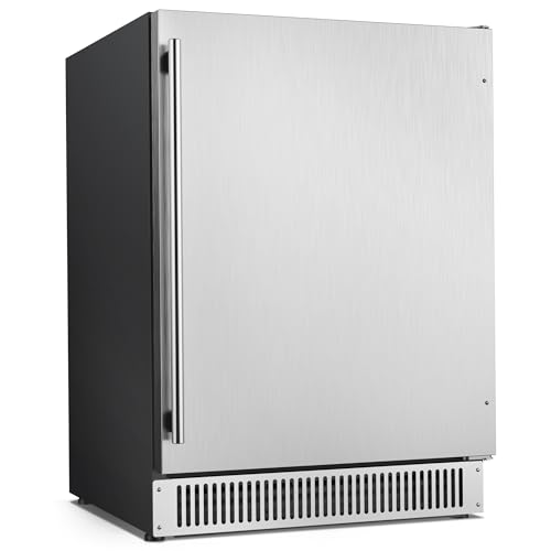 Coolski 24 Inch Beverage Refrigerator Cooler, Stainless Steel Outdoor Refrigerator for 180 Cans, Built-in and Freestanding Under Counter Beverage Fridge for Patio Home Kitchen, ETL, DOE, NSF Approved