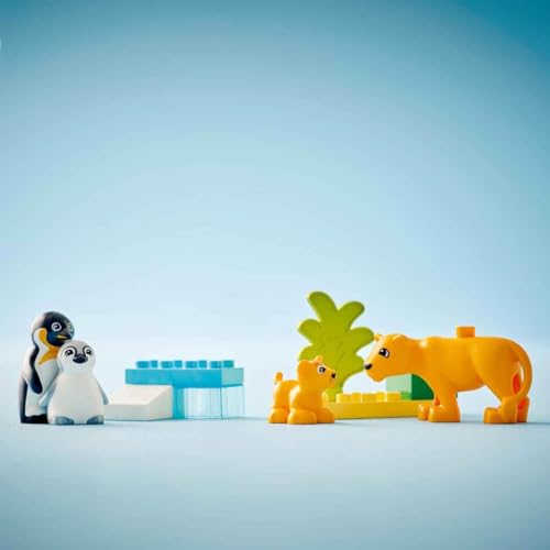 LEGO Duplo Familles d’Animaux Sauvages : Pingouins et Lions - Jeu Motricité Fine pour Fille ou Garçon dès 2 Ans - Jouet Éducatif Premier Âge - 4 Figurines d'animaux & Accessoires - Idée Cadeau 10442