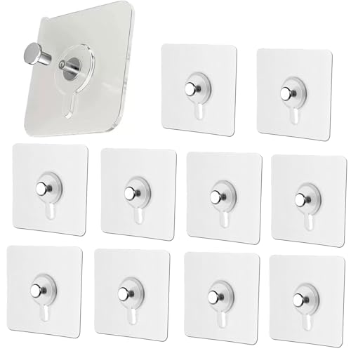 Image of Signamio 10 Pcs Hooks for Wall Heavy Items - Self Adhesive Wall Hook for Photo Frames, Wall Clock, Keys - No-Drill Installation, Easy Nail-Free Mounting, No Damage