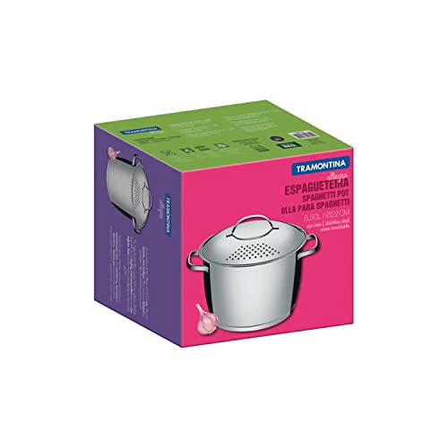 Espagueteira com Fundo Triplo Tramontina Inox 22Cm, ESPAGUETEIRA ALLEGRA