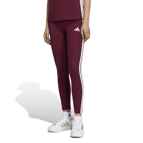 adidas Damen Essentials 3-Stripes Cotton Leggings Tights, maroon/white, L – Ansicht 3