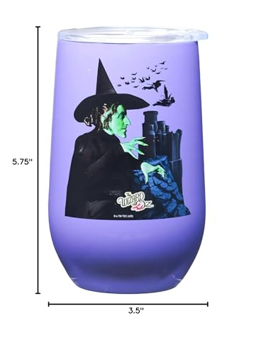 Image of Spoontiques Wicked Witch Stainless Steel Tumbler - Insulated Wine Tumbler with Lid - Double Wall Stainless Steel Stemless Wine Glass - 16oz - 5 5 /8 inch Tall