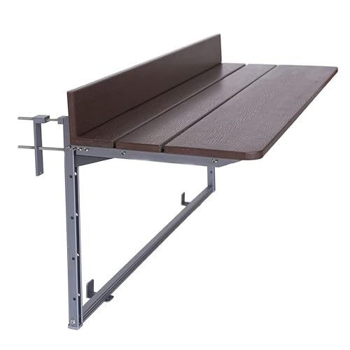 Mesa plegable ajustable para balcón, ahorro de espacio, escritorio de bar colgante para patio y jardín, compatible con muchos tipos de barandillas